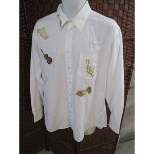 Women's Button Up Shirt Music Notes Instruments Size 17 34-35 Top Blouse